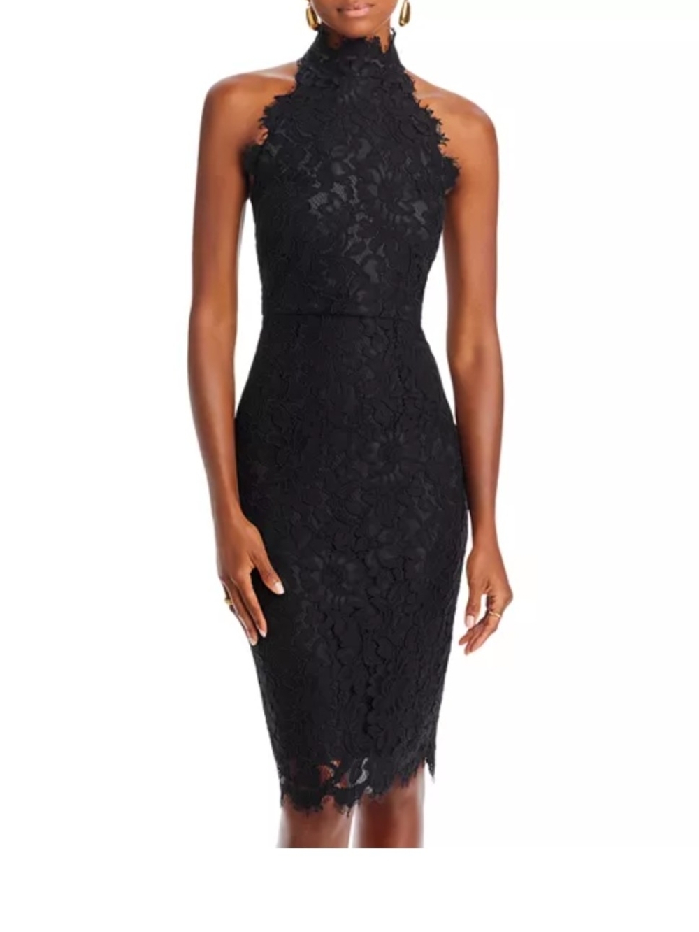 Black Lace Halter Sheath Dress
